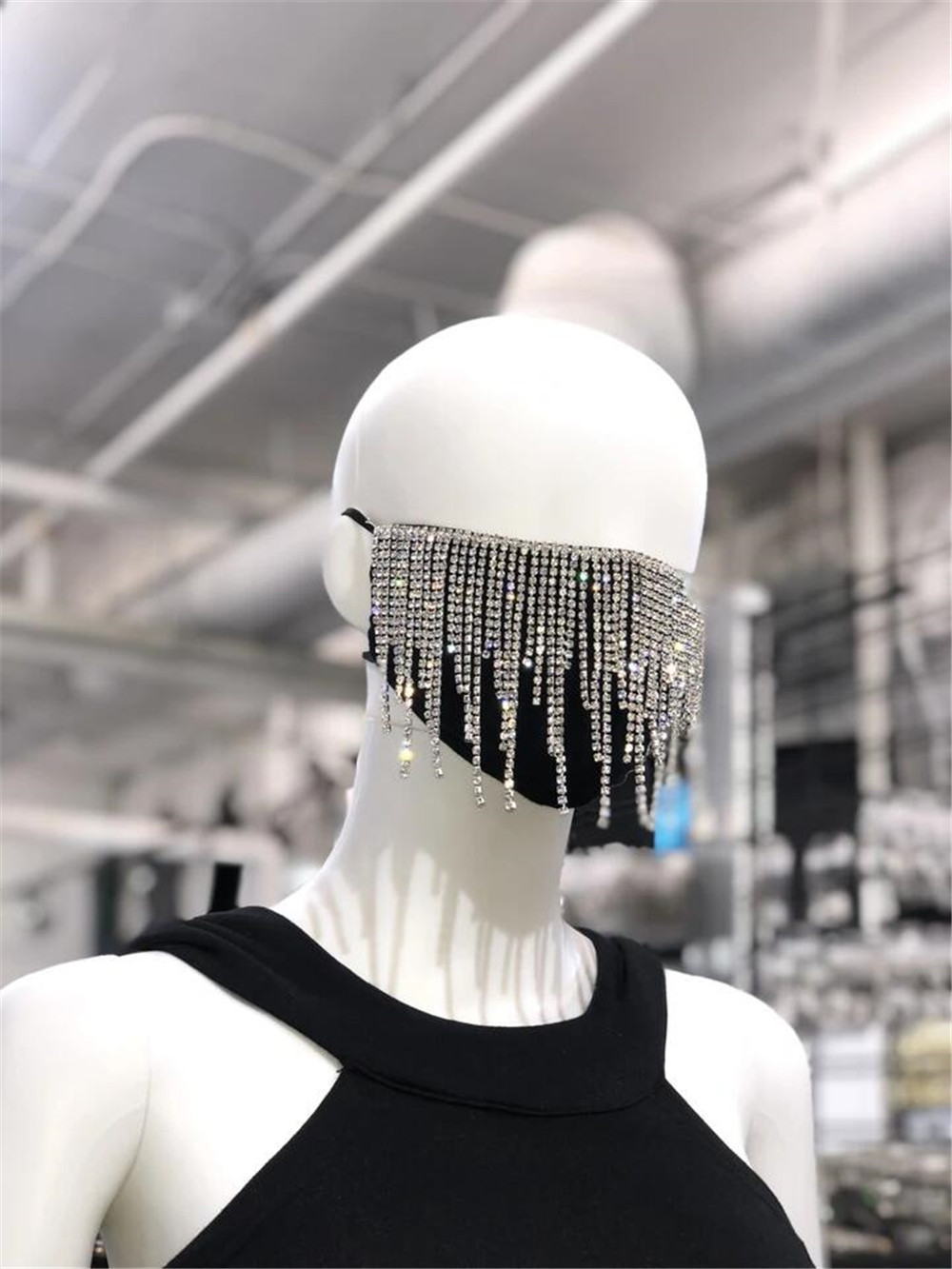 

Bling Bling Rhinestone face mask fashion crystal diamond reusable cloth face mouth cover adult nightclub designer mask YYS3663