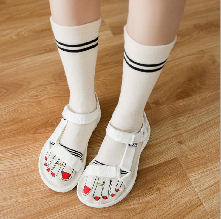

Cotton personality women's socks 2020 new in the tube tide socks fashion Korean women's cotton, Beige