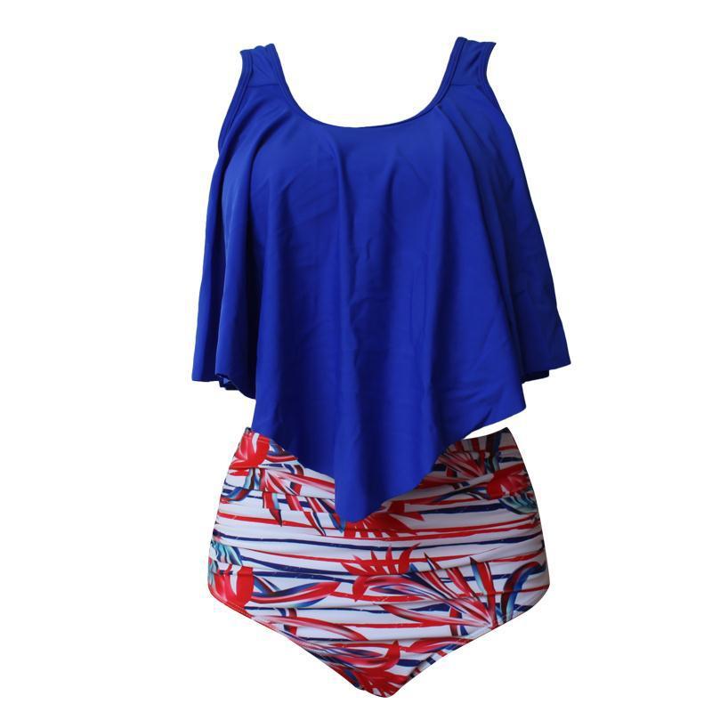 

2021new European and American bikini split lotus edge high waist triangle swimsuit multi color Amazon explosive bikini -Lu2021