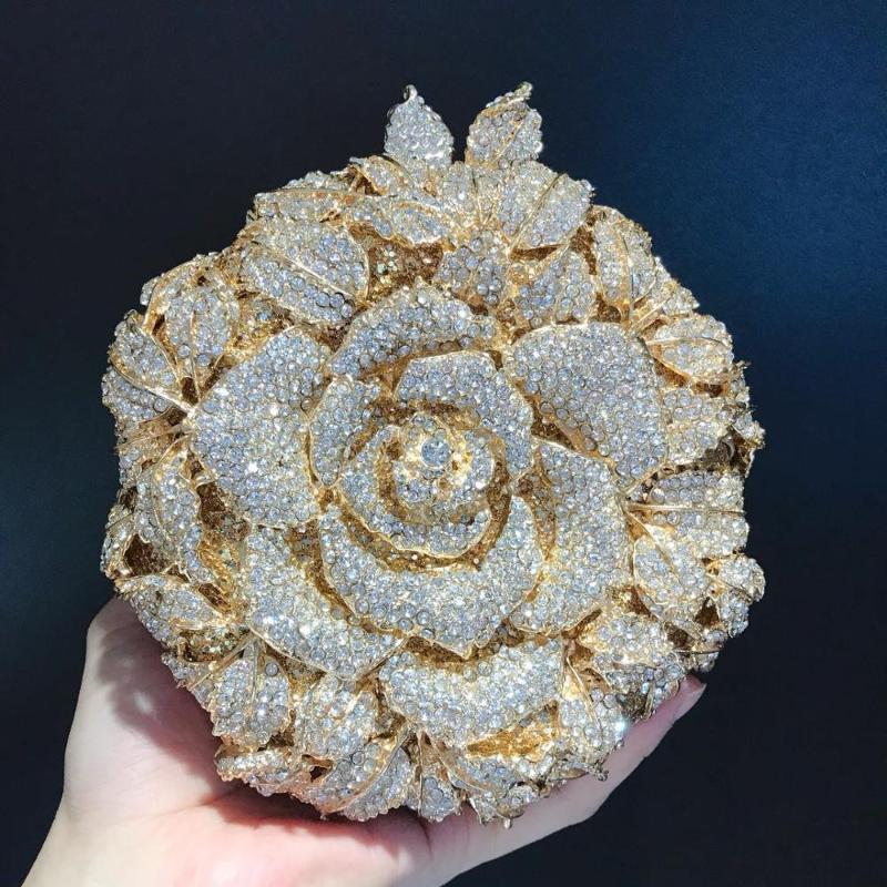 

Fashion Luxury Hollow Out clutches bags Crystal Floral Diamond Evening Clutch Bag Girls Mini Casual shoulder Messenger Handbags, Color same picture