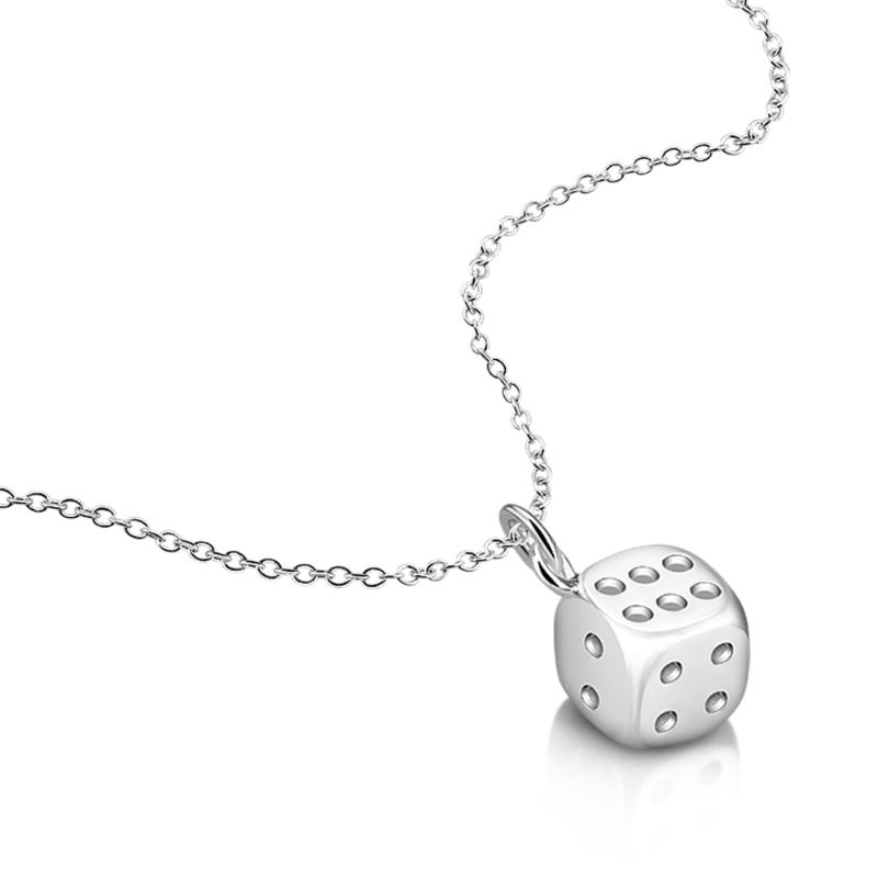 

Retro Jewelry 2020 Silver Color Dice Pendant for Women Silver Chain With Necklace Short on the Neck Fashion Style Clavicle Chain