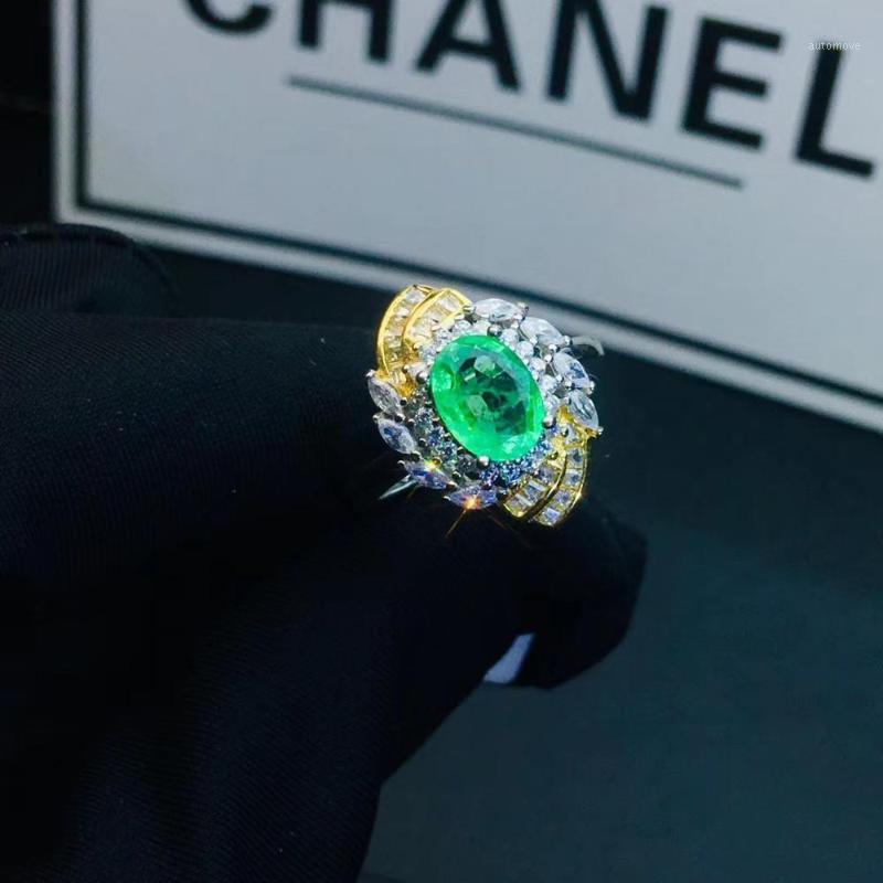 

925 silver inlaid natural emerald ring, the woman ring, birthday anniversary gift 6mmx8mm1