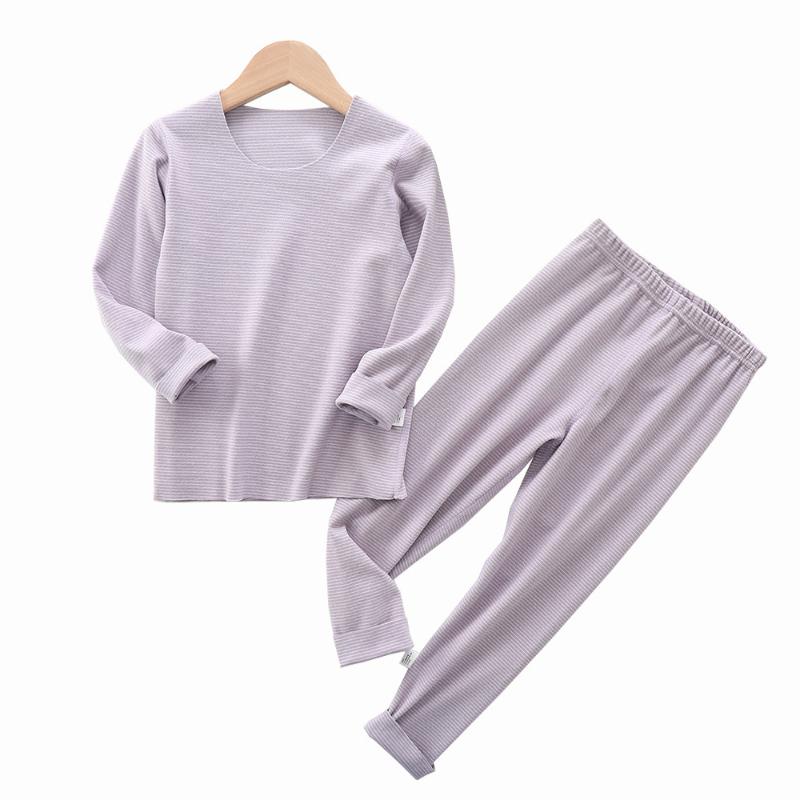 

Children Thermal Underwear Set Boys and Girls Stripe Clothes Set Casual Baby Warm Suit Fashion, Beige