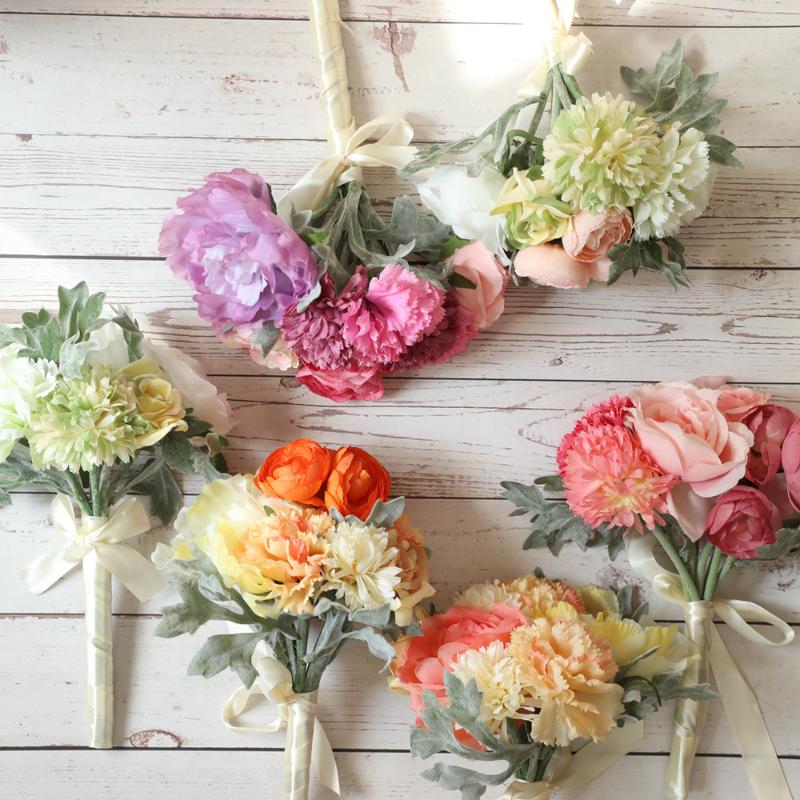 

4 Colors Silk Peony Rose Hybrid Bouquet Artificial Flower Bridal Bouquet Wedding Decoration DIY Home Party, Green