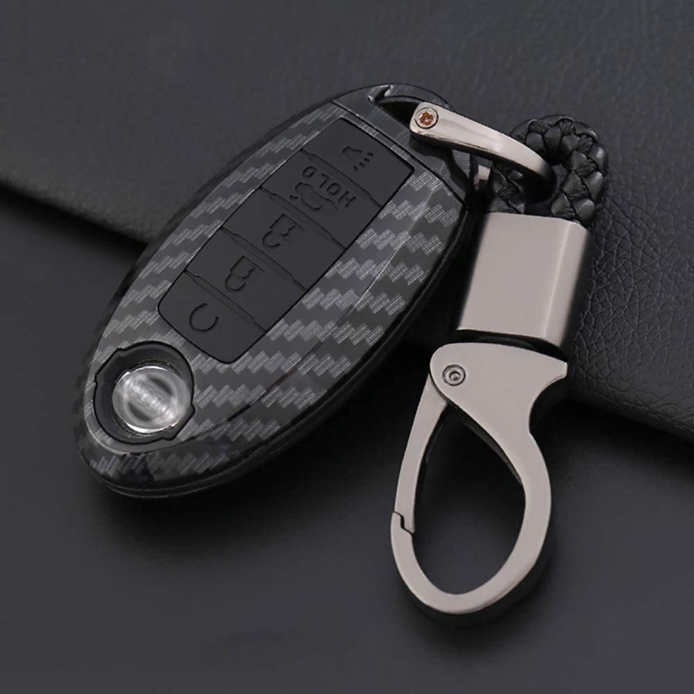 

ontto for 5 Buttons Nissan/Infiniti Remote Key Fob Cover Carbon Texture Black