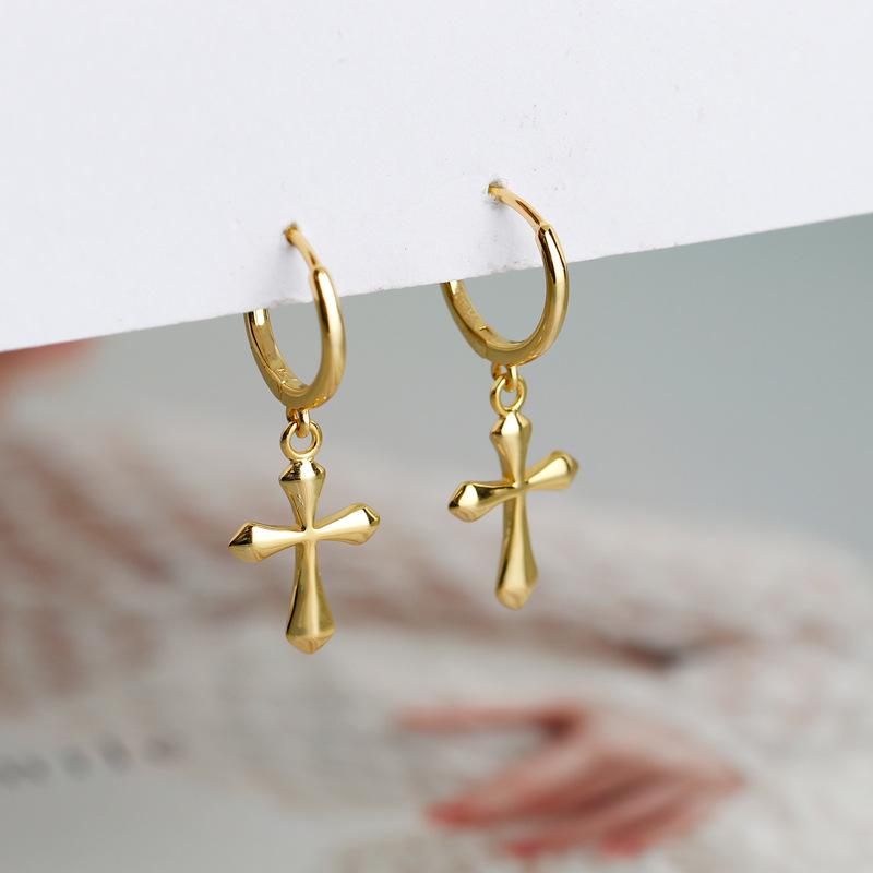

Hoop & Huggie 925 Sterling Silver Cross Earrings For Women Men Geometric Earring Party Jewelry 2021