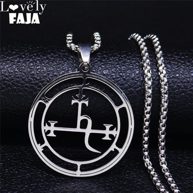 

Stainless Steel Demon Seal Necklace Men/Women Silver Color Satan LILITH Necklaces & Pendants Jewery colares feminino N1249S03