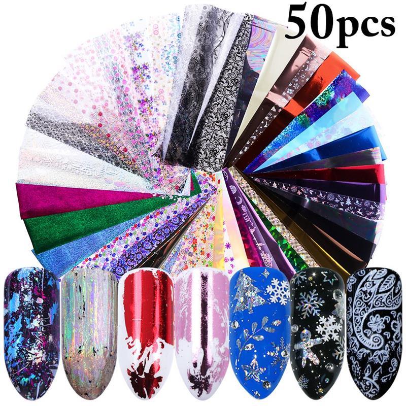 

50 Sheets Kapmore Nail Sticker Fashion Creative Decorative Nail Decal Lace Flower Print Art Sticker DIY Manicure Tools