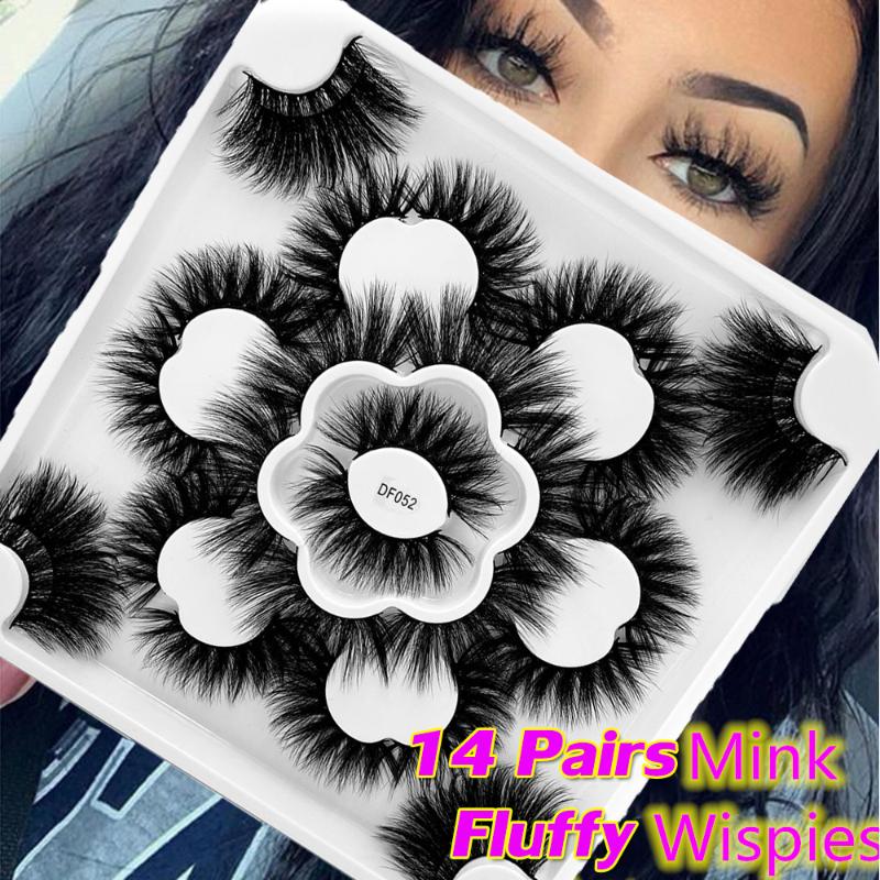

14 Pairs New 25mm Mink Lashes 8D Soft Fluffy Long Volume False Eyelashes Dramatic Hamdmade Eye Lashes Extension Eye Makeup Tools