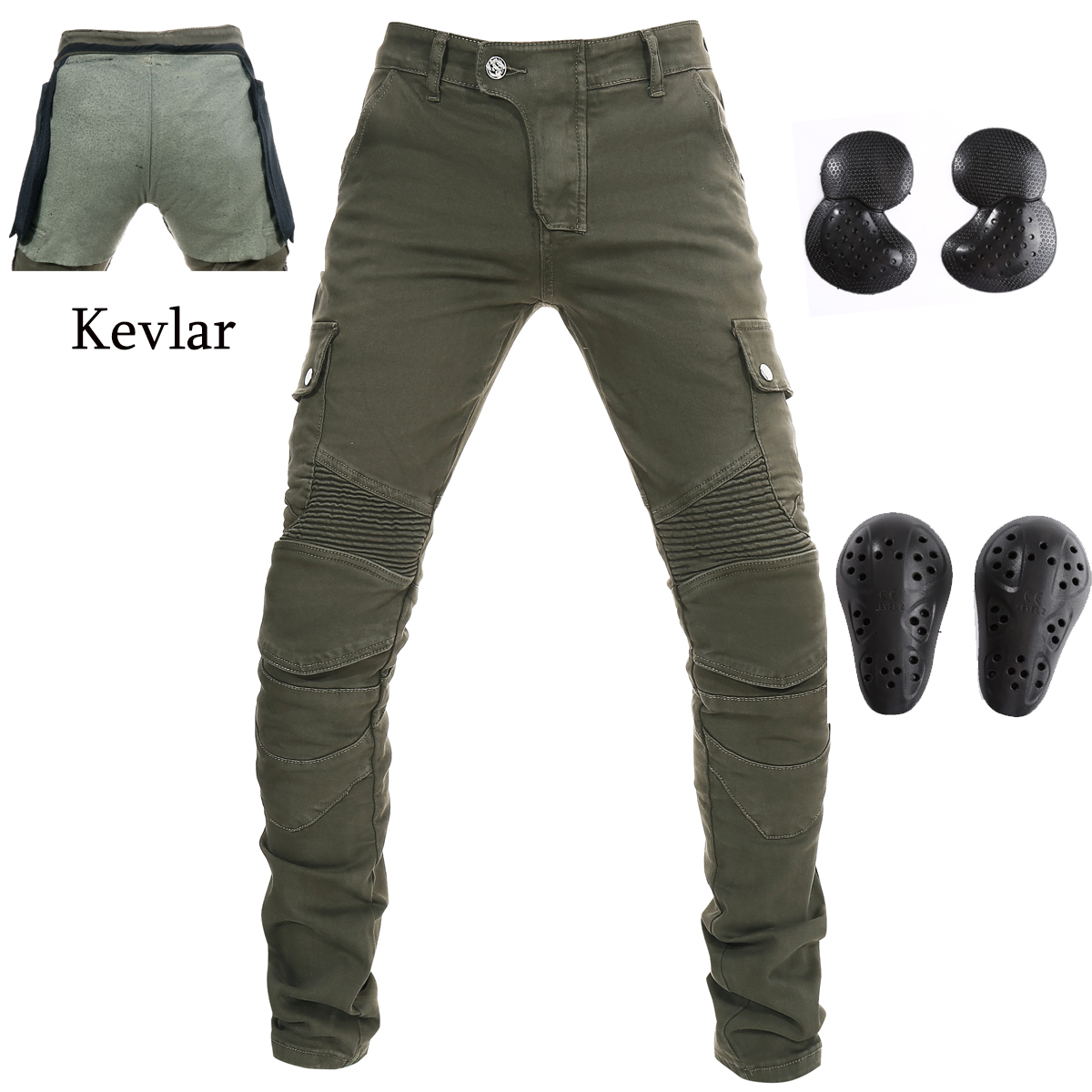 

2021 New Aramid Motorcycle Riding Motorbike Racing Pants Biker Jeans Hockey Knight Trousers with 4 x Ce Upgrade Knee Hip Pads I70j