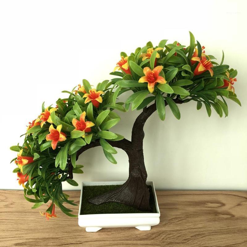 

Artificial Flowers Fake Plants Green Pot Lily Bonsai Simulation Artificial Potted Plant Ornament Home Desktop Decoration1, 01
