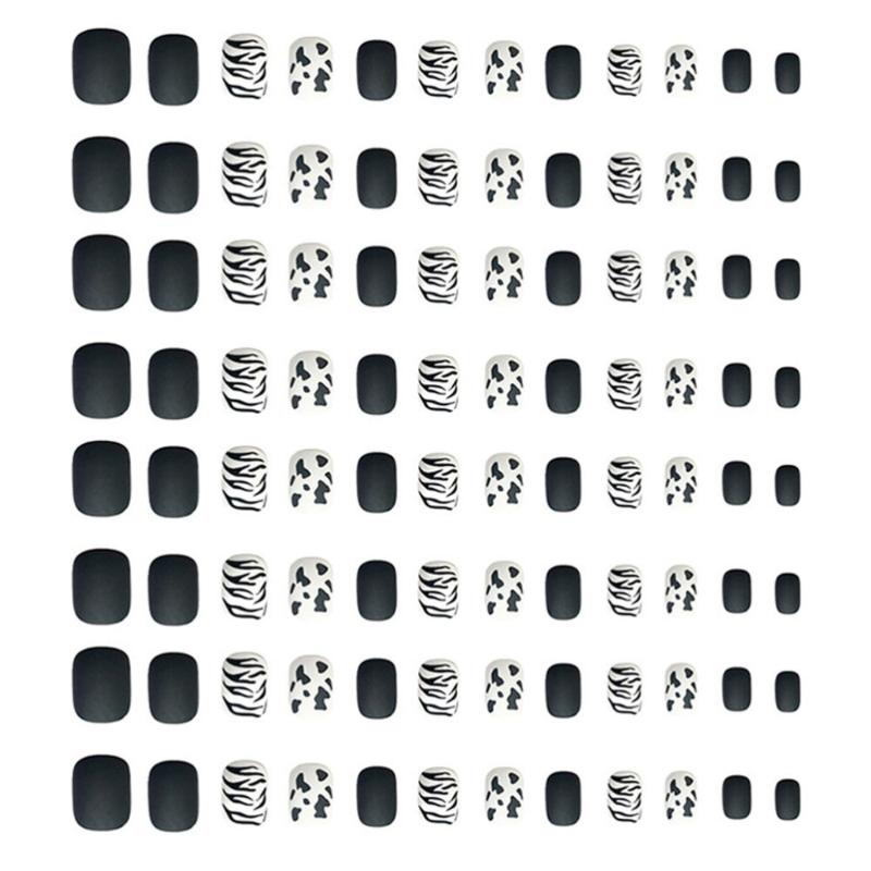 

2 box/48pcs Short False Nails Artificial Fake Nail Full Cover Press on Nails, As shown