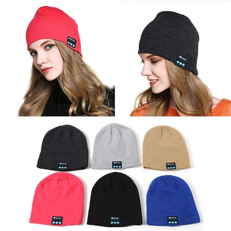 

Fashion Women Men Beanie Hat Cap Wireless Bluetooth Earphone Headset Speaker Mic Winter Stereo Music Hats New1, Black