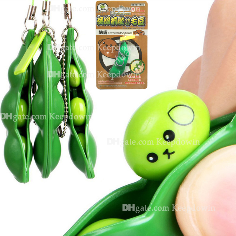 

Bean Pod Fidget Popper Peas in a Pod Fidget Stress Toy Keychain Funny Facial Expression Relieving Chain Toys Soybean Key Ring Gift