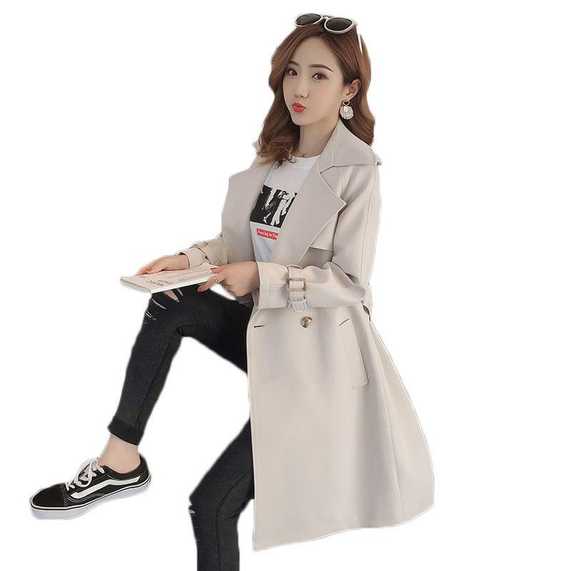

Fashion Suit Collar Women Windbreaker Jacket 2020 Spring Autumn Jaqueta New Korean Thin Casual Casaco Feminino Longo f321, Beige long jackets