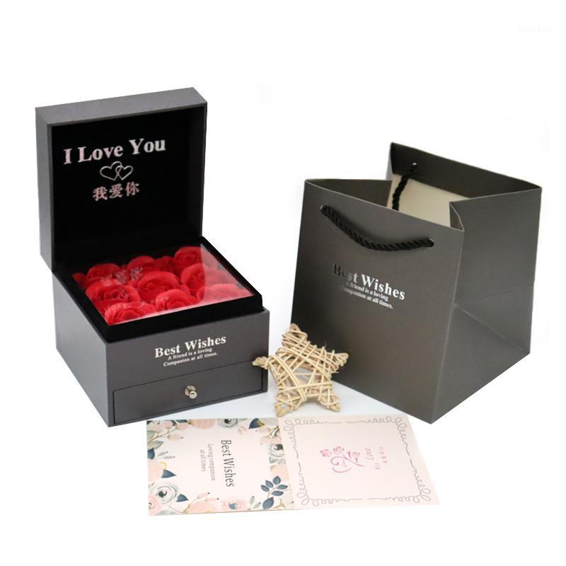 

Soap Rose Jewelry Gift Box High-end Necklace Rings Earrings Bracelets Box For Birthday Mother's Day Valentine's Day Gifts1