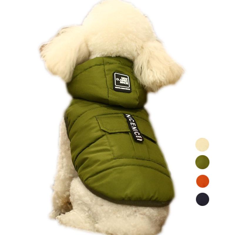

Dog Apparel Winter Warm Jacket Puppy Cat Clothes Pet Overalls Waterproof Hooded Coat Padded For Small Dogs Chihuahua Pug, Green
