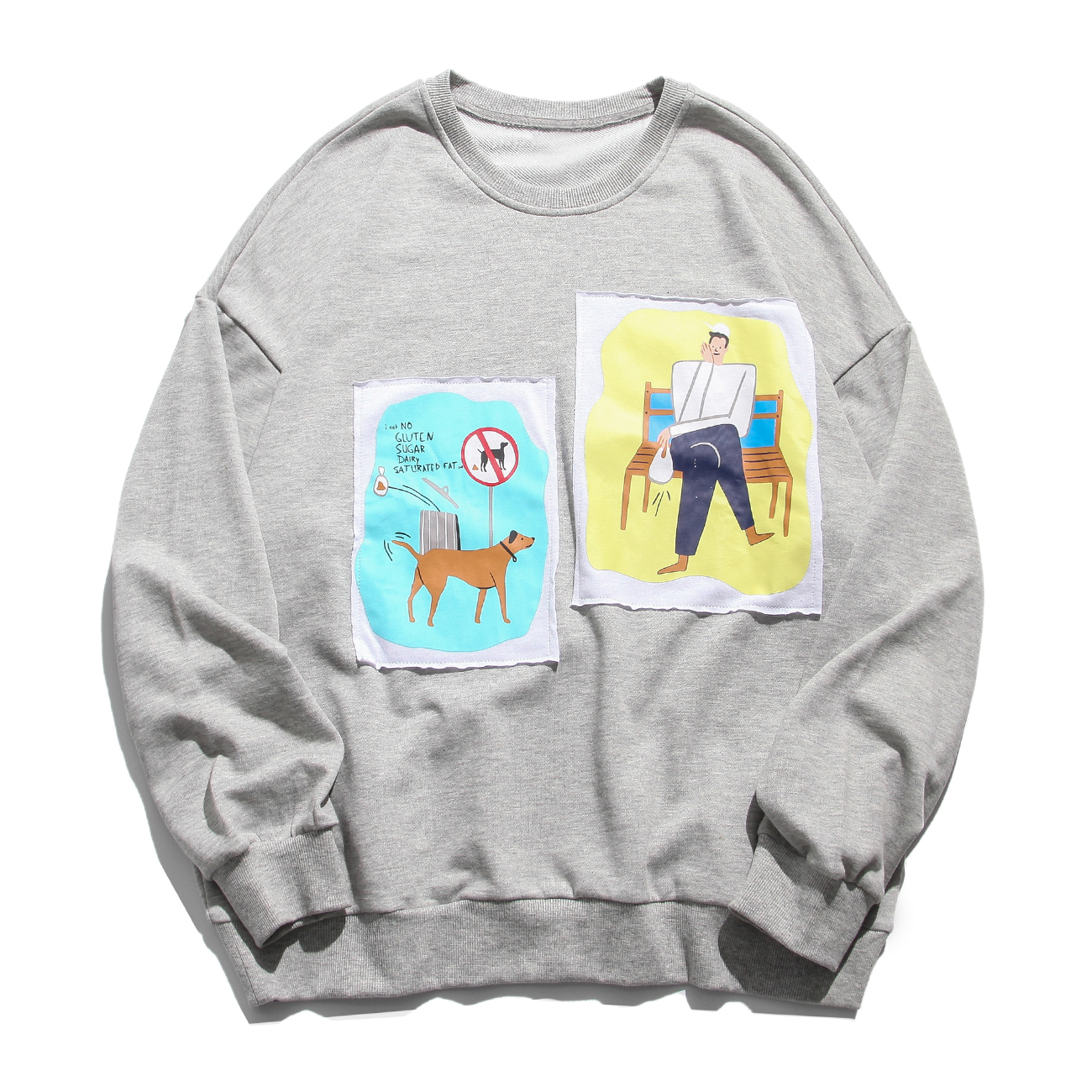 

2021 New Hip Hop Streetwear Pantchwork Stickers Harajuku Sweatshirt Autumn Casual Cotton Oversized Hoodie Pullover Gtu4, Royal blue