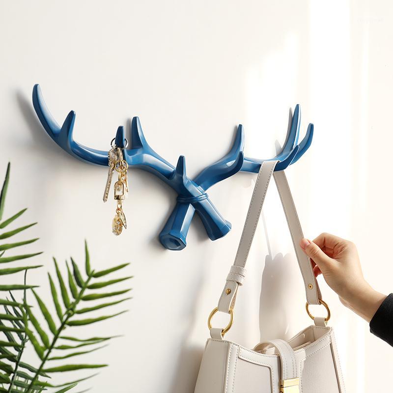 

Resin Deer Horn Nordic Hook hanger Wall For Keys Holder Hat Coat Home wall decorative clothes Hanger Hooks towel1