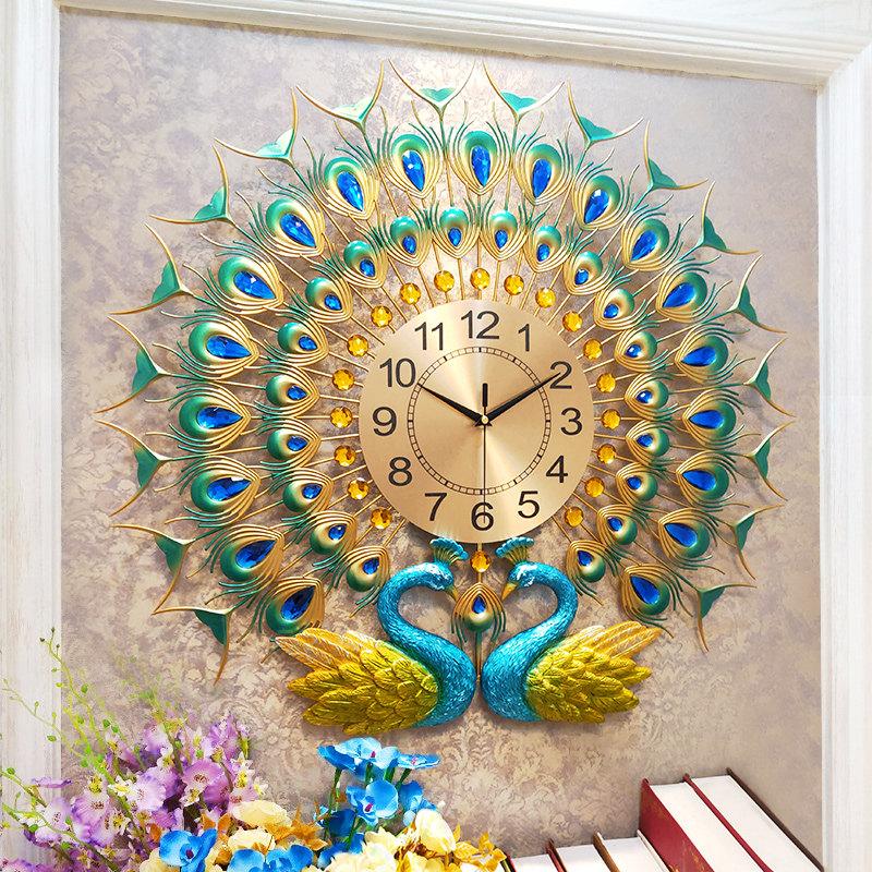 

Creative Peacock Wall Clock Home Deocr Digital Wall Watch Living Room Bedroom Silent Clock Metal Clocks Modern Design