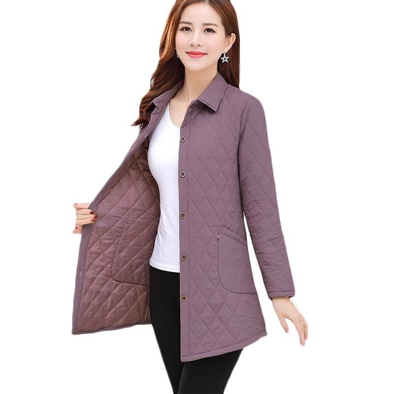 

Spring and Autumn New Thin Down Jacket Women Loose Fashion Long Casual Cotton Jackets Womens Plus Size Parkas Shirt Top 5XL F859, Pink