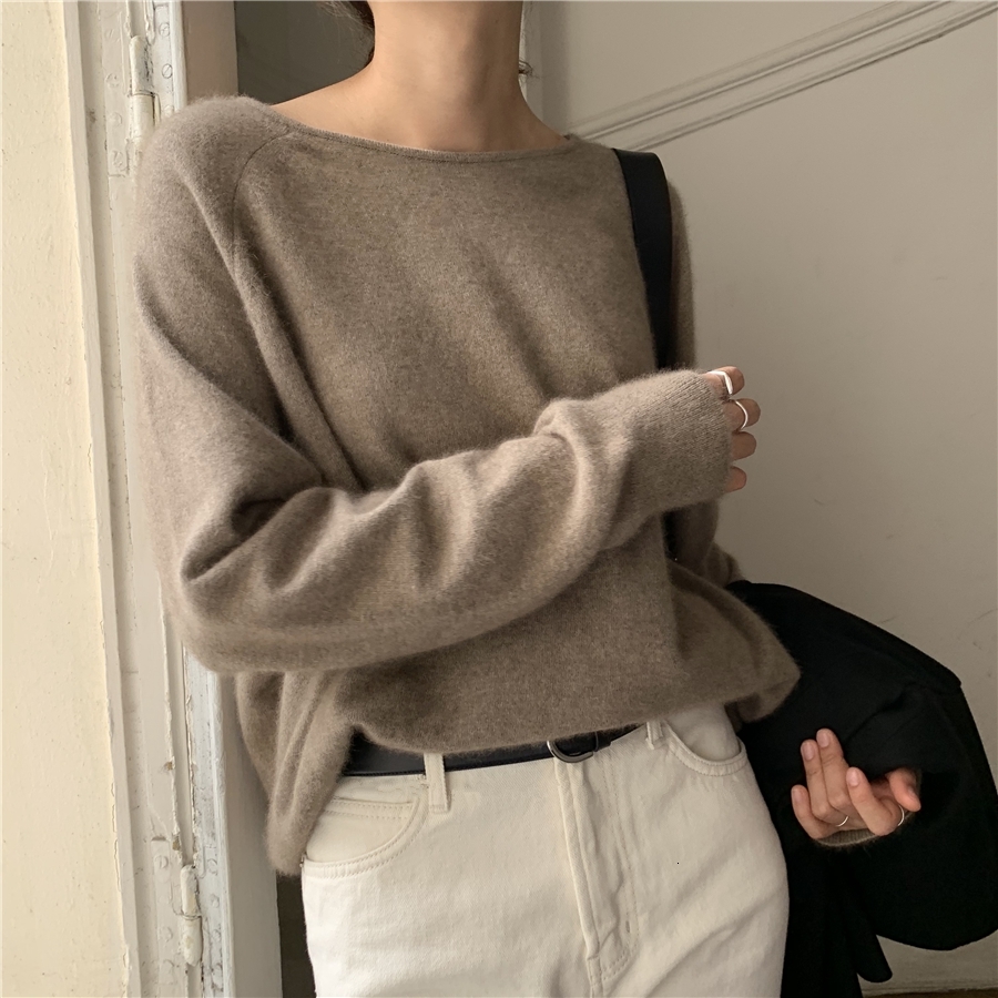 

2021 High quality Women's Pullovers Neck 100% Knitting Sweater Sale Soft (camel) Long Female Wool Jumpers 9O9K, Dark camel