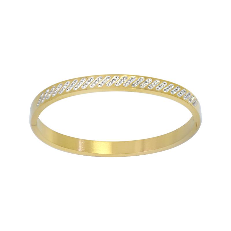 

Bangle Stainless Steel Bracelet For Women Korean Fashion Full Diamond Buckle Personalized Bangles Christmas Gift Female African Jewelry