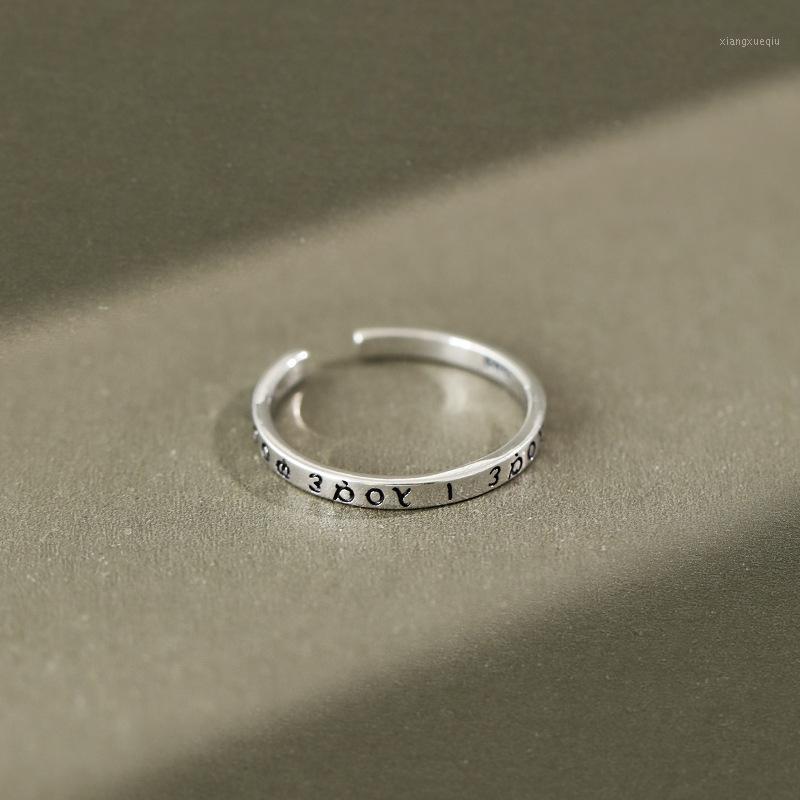 

Cluster Rings Greek Classical Letter Text Retro Ring For Women Personalized Silver Opening 925 Sterling Jewelry, Golden;silver