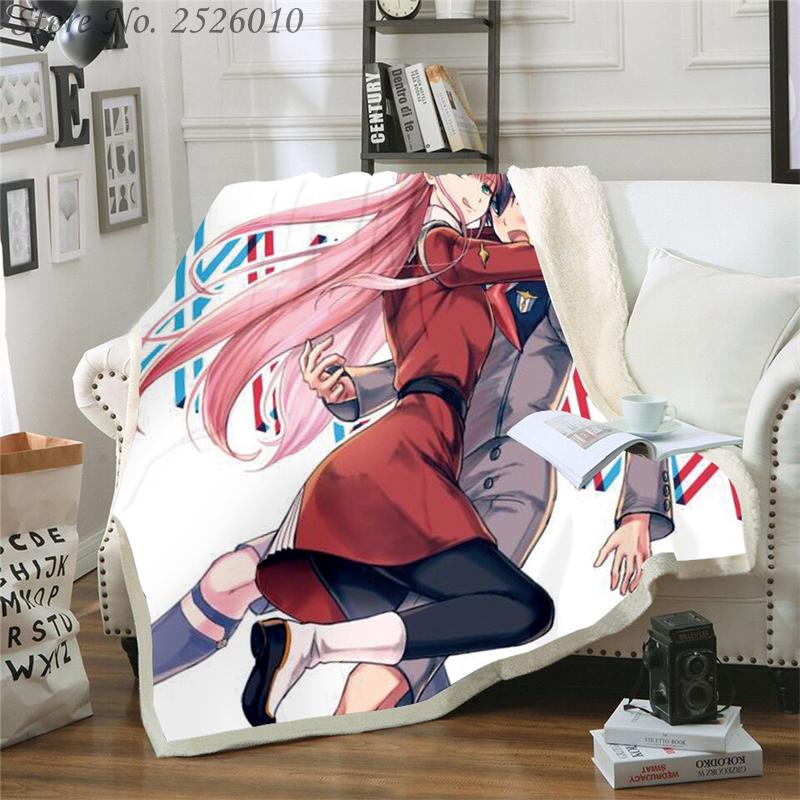 

Throw blanket Darling In The FranXX 3D Velvet Plush Blanket Bedspread For Kids Girls Sherpa Couch Quilt Cover Travel 01