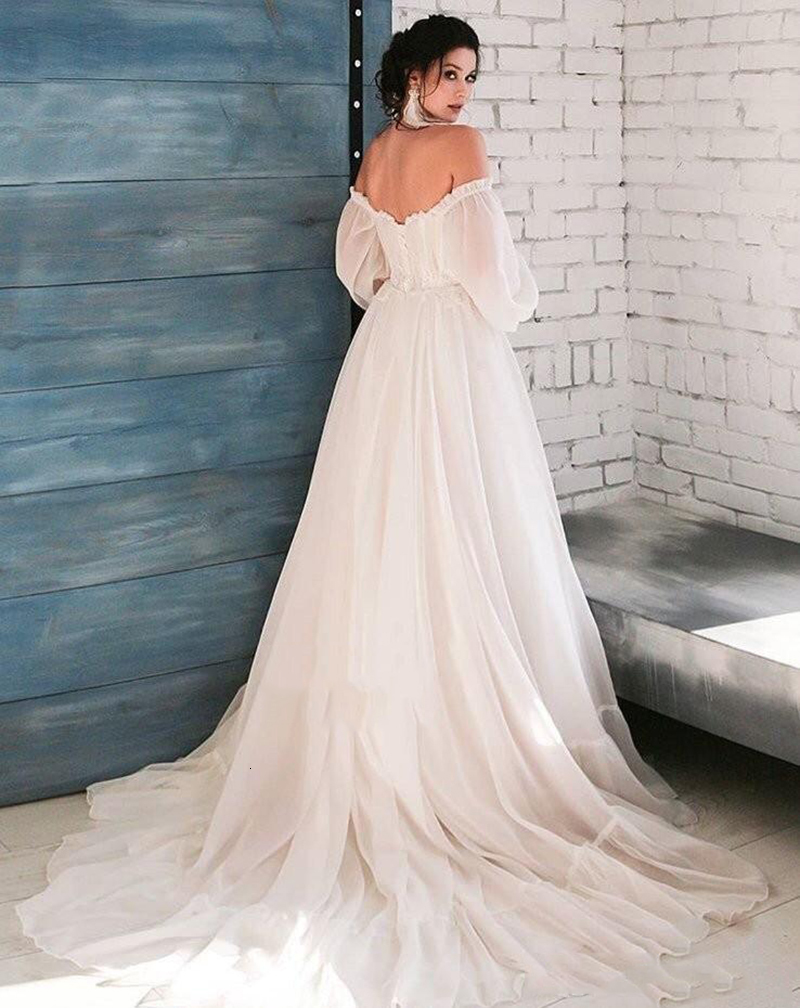 

2021 New Ivory Wedding Line Chiffon Bride Dressed As Soiree Engaged to Be a Mari e Robe U04G