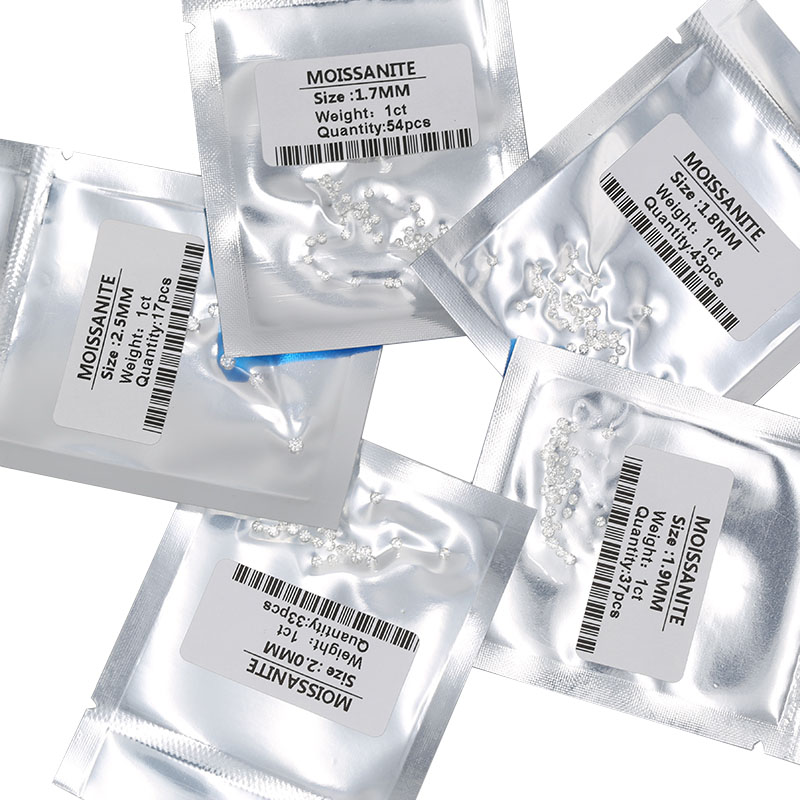 

Small size 1ct White D Color VVS1 Round Cut Loose Moissanite Stone Excellent Cut 0.8~6.5mm