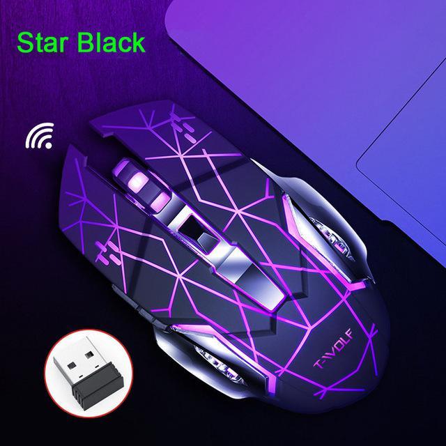 

EastVita Computer Mouse Rechargeable Wireless LED Backlit Mouse USB Ergonomic Silent Gaming Gamer Mice r30