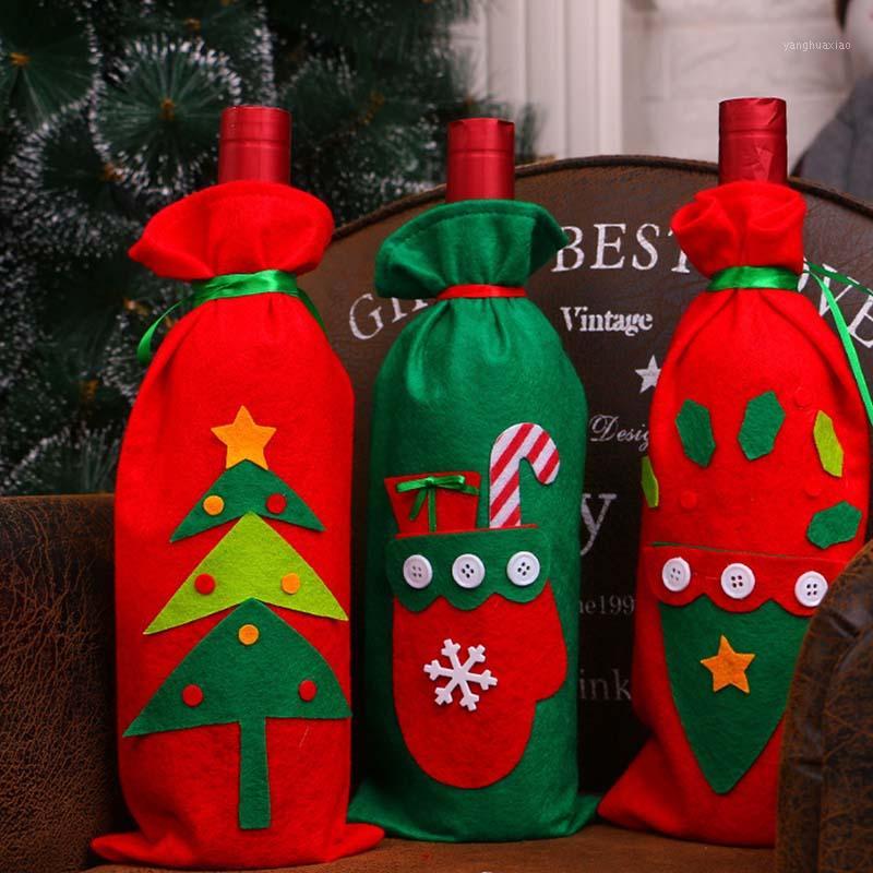 

5 Styles Home Dinner Table Decors Wine Bottle Cover Christmas Decorations Santa Claus Snowman Gift Navidad Xmas Party Supplies1