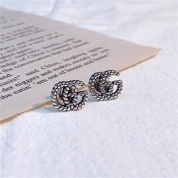 

70% OFF designer jewelry Gujia S925 simple double G letter Earrings lace trend men's and women's lovers' earrings