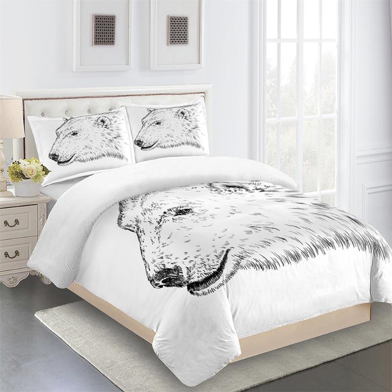 

3D Animal Polar Bear Lion Print Bedding Set Duvet Covers Pillowcases One Piece Comforter Bedding Sets Bedclothes Bed Linen, Duvet cover