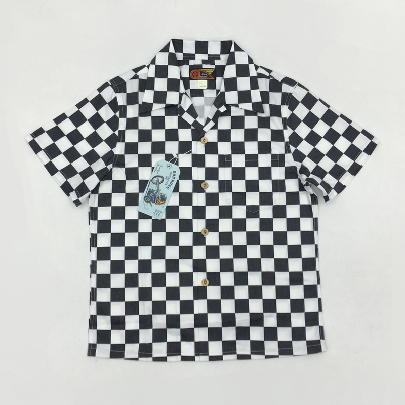 

Summer Standard Chess Men's Shirts Motorcycle Hawaiian aloha J37V, Black.