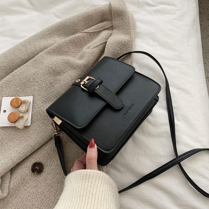 

Fashion Woman Shoulder Bag PU Leather Youth Ladies Small Square Bag light Wild Simple Female Daily Messenger, Coffee