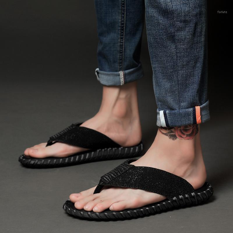 

New High Quality Flip Flops Men Slippers Summer Anti-skid Outdoor Shoes Male Casual Beach Sandals Genuine Leather Slipper1, Black