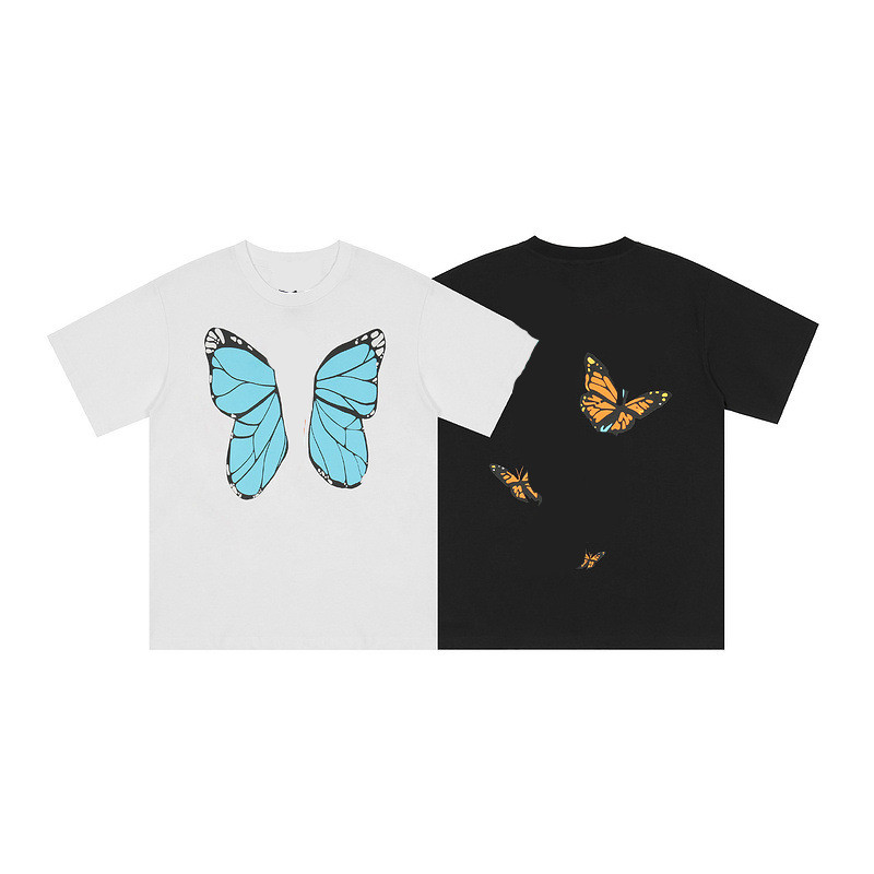 Designer Butterfly Big Blue V Print Men Women t shirts Casual Loose Lovers luxury high quality Short Sleeve
