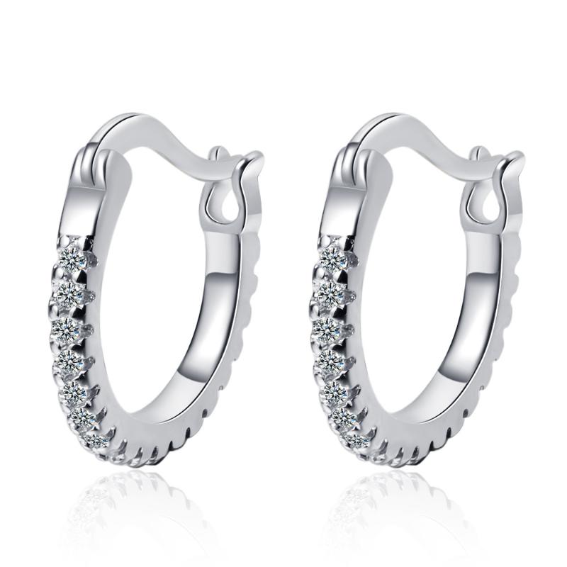 

Female Single row CZ Earrings 925 Sterling Silver Circle Zircon Stud Earrings for Women Jewelry Gifts Oorbellen Boucle Bijoux