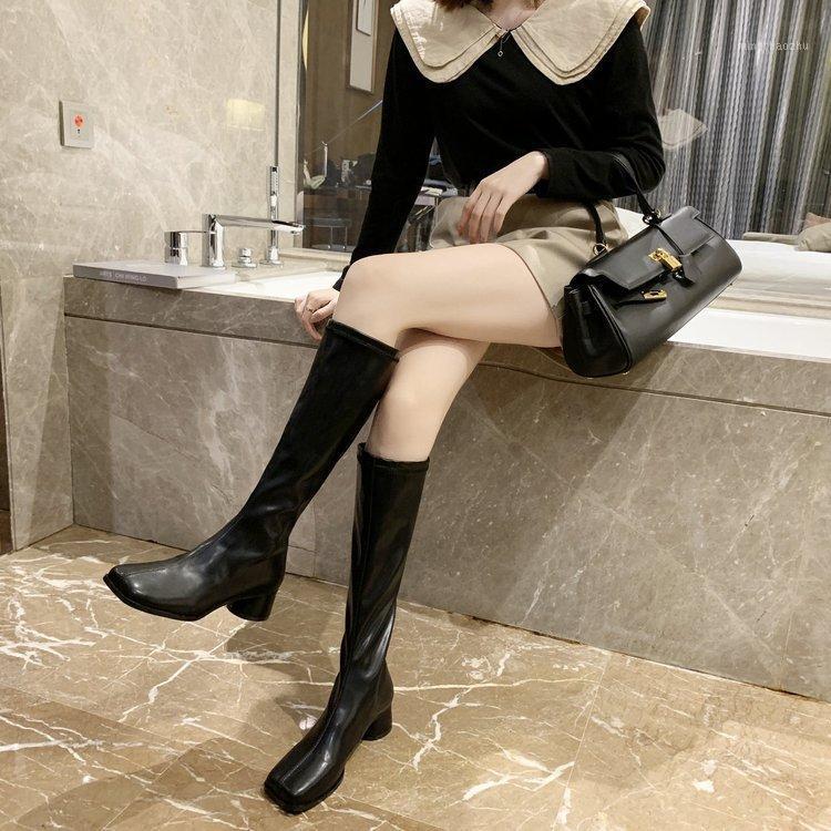 

Knee High Ladies Boots Women's Leather Platform Riding Boots Zipper Ladies Long Shoes for Women Autumn Black Zapatos De Mujer1