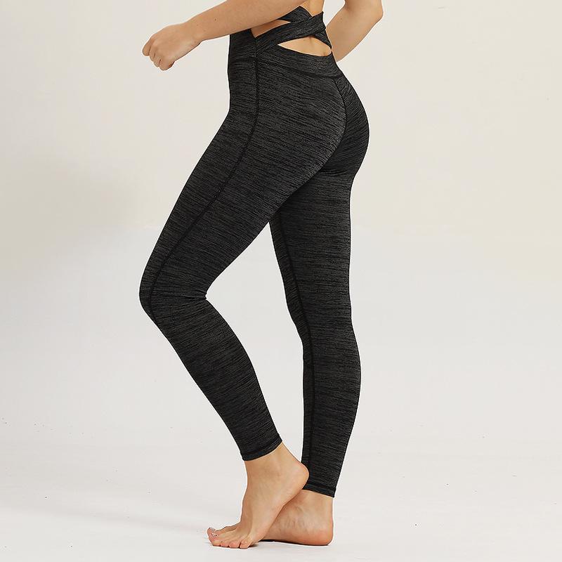 

VVUES Women Yoga Pants Special String Sports Running Sportswear Pants Stretchy Fitness Leggings Seamless High Waist Gym, Black