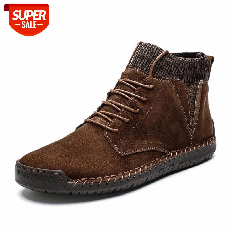 

Men Leather Boots Winter Warm Snow Boots High Quality Cow Suede Fur Mens Shoes Plush Fashion Man Rubber Ankle Size 38-48 #GA4d