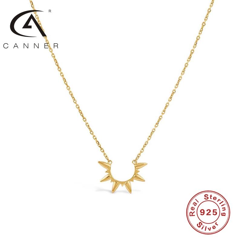 

CANNER Sun Necklace 925 Sterling Silver Chains Choker For Women Party Wedding Banquet Luxury Gold Platium Fine Jewelry 2021 New