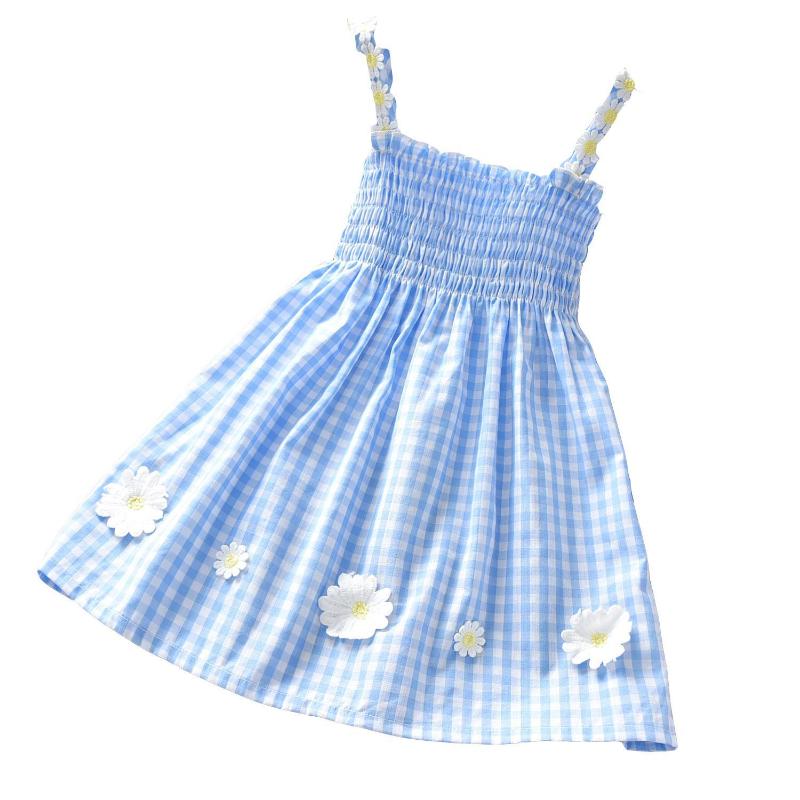 

VIDMID New Plaid Dress Girl princess sleeveless cotton clothing little girl cotton baby summer fashion dresses children P736, As photo