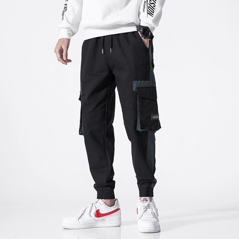 

2021 New Pocket Track Pants Harem Joggers Men High Fashion Urban Streetwear Hip Hop Slim Fit Trousers Ij4i, Red