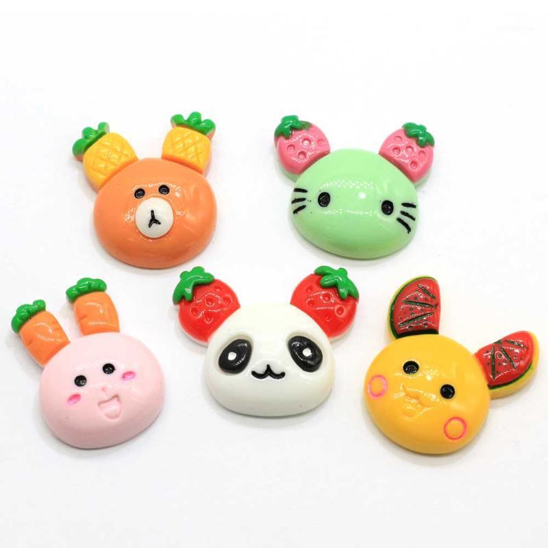 

10/100pcs Resin Flat Back Simulated Cartoon Bear Pig Panda Fruit Ear Flatback Cabochon For DIY Miniature Decor Part1