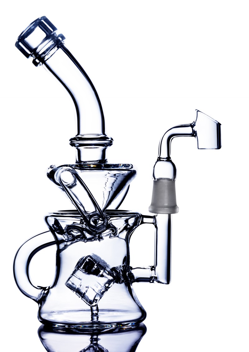 

9.4 inchs Recycler Oil Rigs Smoking Glass Water Bong Smoke Pipe Heady Glass Dab Hookahs Shisha Ash catcher with 14mm Banger