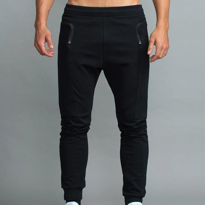 

2020 New Black Cotton Big Pocket With Zipper Jogging Camping Climbing Hiking Casual Sports Fashion Drawstring Sweatpants