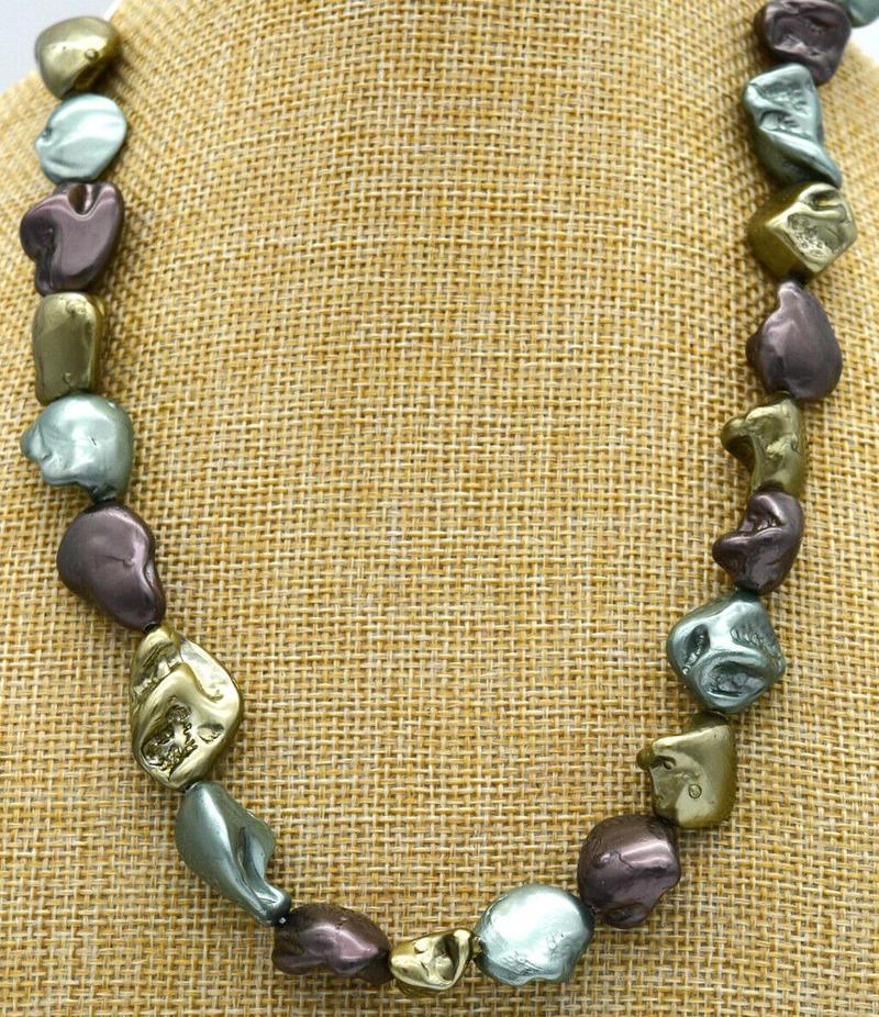 

14x18x10mm Multicolor Irregular South Sea Shell Pearl necklace 18 inch